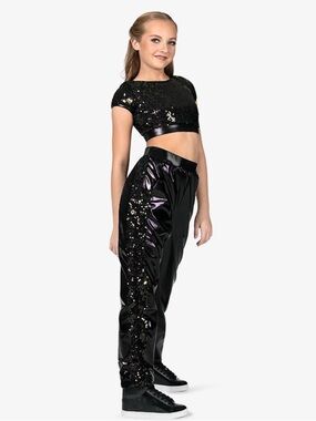 Double Platinum Black Sequin Dance Costume Set - IC